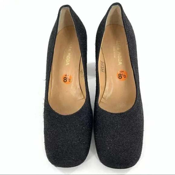 Alta Moda heels sz 8.5 charcoal gray chunky square toe 90s Y2k holiday vintage - Picture 2 of 13